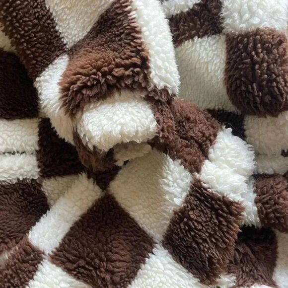 ZARA MEN combination checkered/ plaid fleece jacket  Oversized Cozy SZ S - Picture 15 of 16